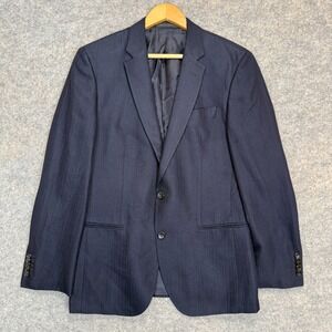 Boss Tessitura Di Novara 100% Silk Sport Coat Jacket Mens 40 Dark Navy Blue